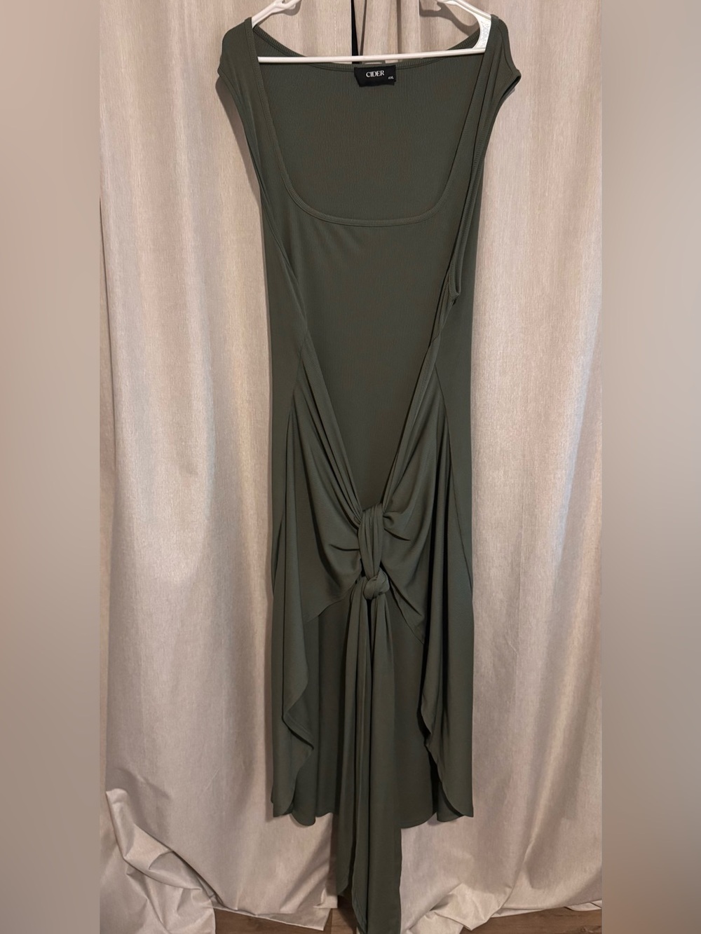 Cider Olive Green Knotted Midi Dress Size 4XL
